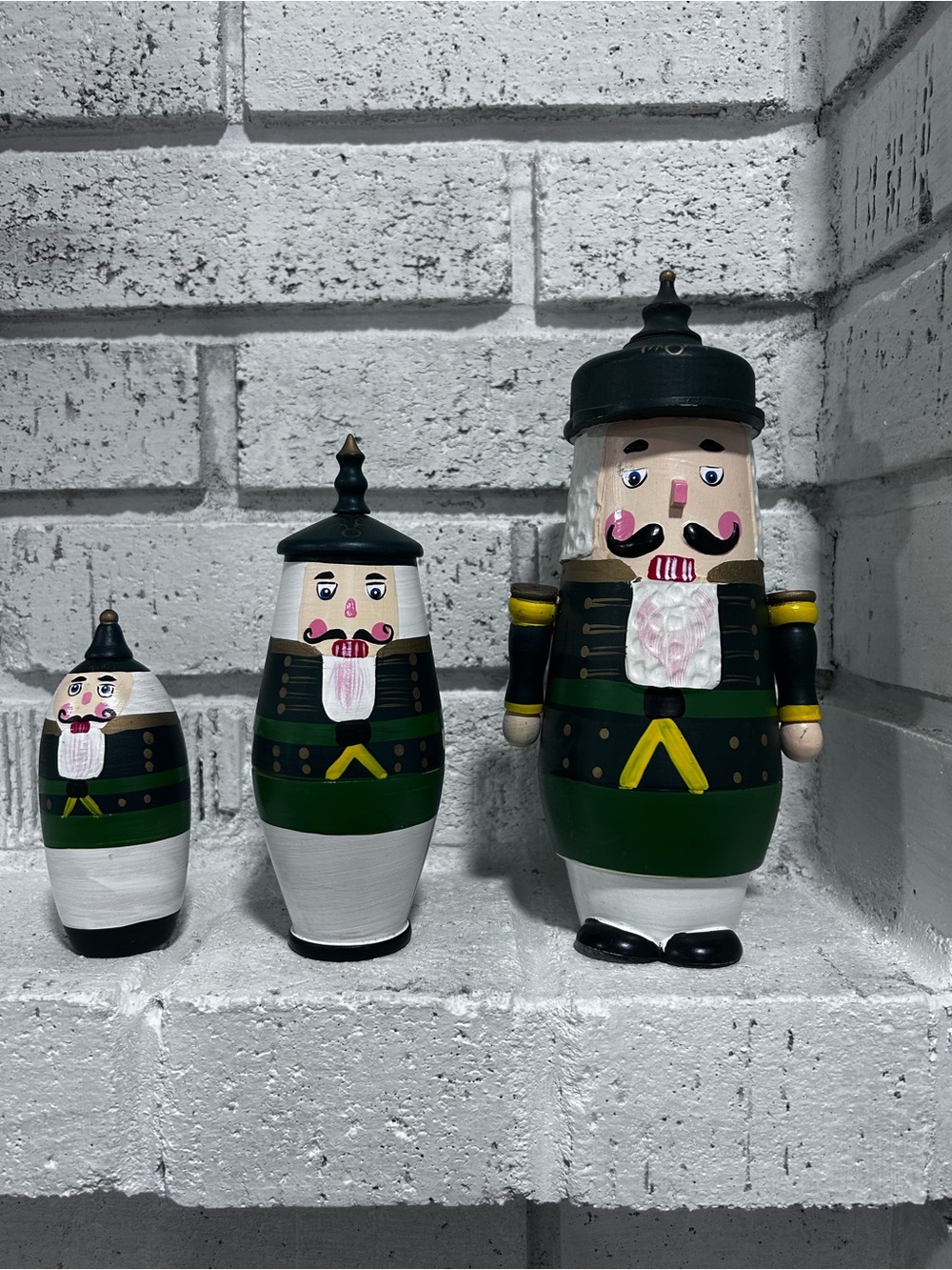 Christmas Nutcracker Wooden Nesting Dolls – Set of 3 Holiday Decorations